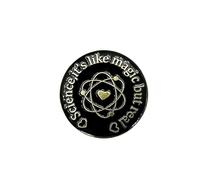 Patch Nation Science It's Like Magic But Real Atom Love Heart - Broche de metal, 30mm Diameter, Aluminio