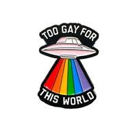 Patch Nation Too Gay For This World UFO Abduction LGBTQ+ Pride - Broche de metal
