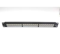 Patch Panel 24 Puertos de Cat6A, Sin Blindaje, 19" Montaje en Rack o Pared, Patch Panel de Red para Switches de Red Gigabit, Compatible con Cableado de 22, 24 y 26 AWG