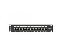 PATCH PANEL LANBERG 12 PUERTOS 1U 10" CAT.5E BLINDADO NEGRO