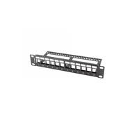 Lanberg Panel de Parches Blanco 12 Puertos 1U Keystone Organizador Negro