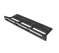 Lanberg Keystone Patch Panel 19'' with Organizer, 24 Port 1U, Black