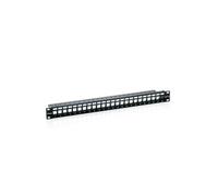 Patch Panel - Patch Panel vacío Cat.6 de 24 Puertos Keystone en Formato 1U, Ideal para Redes estructuradas y cableado organizado.