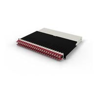 Patchbox ONE 8 RU Cat.6a - Panel de conexión de 24 puertos con sistema de gestión de cables retráctil para racks de 19 pulgadas, incluye cables de red planos de 10 GB para una fácil configuración de