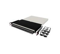 Patchbox Panel de conexión ONE 30 RU Cat.6a de 24 puertos con sistema de gestión de cables retráctil para racks de 48,3 cm, incluye cable plano de 10 GB y casetes, fácil configuración del