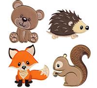 PatchMommy Parches Termoadhesivos Infantiles 4 Animales del Bosque: Oso, Zorro, Ardilla y Erizo - Apliques para Ropa Niños