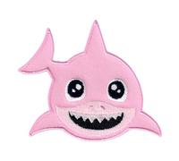 PatchMommy Tiburón Parche Bordado para Ropa Parche Termoadhesivo (Rosa) - Parches Infantiles y Apliques para Niños