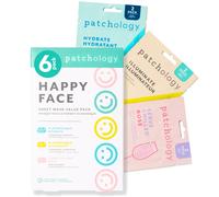 Patchology Face Mask Variety Pack: la mscara facial brillante con vitamina C estimula las mscaras faciales hidratantes de colgeno con cido hialur