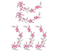 Patchs Thermocollants Pour Chapeaux - Lot De 5 Motifs Fleur De Prunier Brodés | Patchs À Coudre Ou Coller Avec Dos Adhésif Pour Vêtements, Vestes, Sacs, Jeans, Chapeaux, Projets DIY, Mode