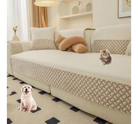 Patchwork Couch Cover Soft Thickened Sofa Couch Cover L Shape Sectional Couch Covers Washable Non Slip Sofa Slipcover for 2 3 4 Cushion Couch Furniture Protector,Green,70 * 120cm/27.6 * 47in(Cream,90*