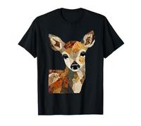 Patchwork Deer Estética Boho Animal Collage Quilt Art Camiseta