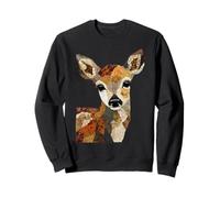 Patchwork Deer Estética Boho Animal Collage Quilt Art Sudadera