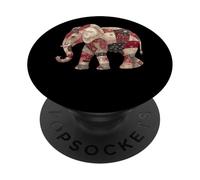 Patchwork Elefante Boho Floral Étnico Mandala PopSockets PopGrip Adhesivo