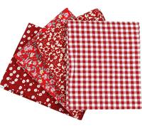 Patchwork Fabric, Red, Size 45 x 55 cm, 100 g, Pack of 4 (Importación USA)
