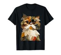 Patchwork Gato Persa Boho Collage Colcha Arte Gatito Gráfico Camiseta