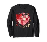 Patchwork Heart Quilting Vintage Country Charm Manga Larga