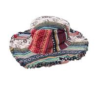 Patchwork Multicolored Mushroom Hemp Hat with Hidden Pocket Fedorahats, Beach Print Fisherman's Hat Hippie Bucket Sun Hat (B)