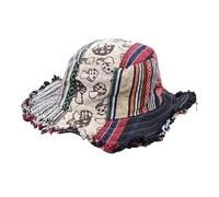Patchwork Multicolored Mushroom Hemp Hat with Hidden Pocket Fedorahats, Beach Print Fisherman's Hat Hippie Bucket Sun Hat (A)
