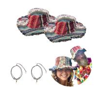 Patchwork Multicolored Mushroom Hemp Hat with Hidden Pocket,Patchwork Mushroom Hats Blend Vintage Fabrics (FR/ES, Letras, L, 2PCS)