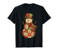 Patchwork Muñeco de Nieve Navidad Invierno Retro Holiday Graphic Camiseta