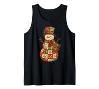 Patchwork Muñeco de Nieve Navidad Invierno Retro Holiday Graphic Camiseta sin Mangas