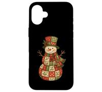 Patchwork Muñeco de Nieve Navidad Invierno Retro Holiday Graphic Carcasa para iPhone 16 Plus