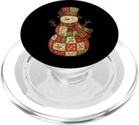 Patchwork Muñeco de Nieve Navidad Invierno Retro Holiday Graphic PopSockets PopGrip para MagSafe