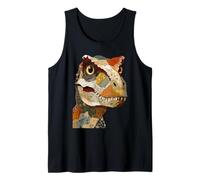 Patchwork T-Rex Boho Dinosaurio Collage Colcha Gráfico Arte Camiseta sin Mangas