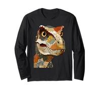 Patchwork T-Rex Boho Dinosaurio Collage Colcha Gráfico Arte Manga Larga