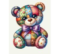 Patchwork Teddy bear Notebook 8.5"x11" 200 Lined Pages: Perfect for School, Work, Home or Hobby use - Makes a great Journal too