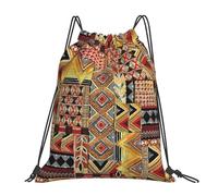 Patchwork Textil Africano Hombre Mujer Mochilas Deportiva Casual Mochila Con Cordón Impermeable Mochila De Cuerdas Para Viaje Baloncesto Voleibol