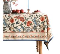 patdrea Mantel de Lino francés, Suave, Duradero, Floral, Mantel de diseño para mesas rectangulares para Fiestas, Navidad, 55 x 71 Pulgadas