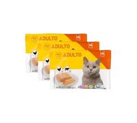 Paté para Gatos Adultos, Pollo y Ternera, sin Cereales, Pack 3 x 4 Tarrinas, 12 x 100 g DeliKuit