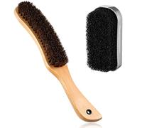 Patelai 2 Cepillos de Fieltro Limpiador de Sombrero de Vaquero Set de Limpieza de Cepillo de Gorro y Esponja Cepillo de Madera de Pelo de Caballo para Pulir Limpiar