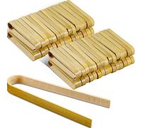 Patelai 90 mini pinzas de bambú, pinzas largas para tostadas, pinzas desechables de madera, utensilios de cocina de bambú para cocinar tostadas, pan, encurtidos, suministros de té (6 pulgadas)