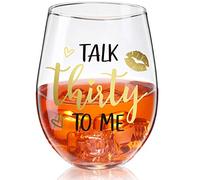 Patelai Copa de Vino de Talk Thirty To Me Copa de Vino sin Tallo de Los 30 Años Vasos de Vidrio Negros sin Tallo Presente de Cumpleaños de Los Años Sucios de 30 para Mujeres Hombres Amigos, 17 oz