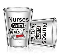 Patelai Nurse Need Shots Too, Regalo Divertido de Cristal para Mujeres y Enfermeros Regalo de Mamá Hermana o Amiga para Estudiante de Enfermería Fiesta del Día de Enfermeras 2 oz