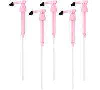Patelai Paquete de 5 bombas de jarabe rosa con tapa de punta para jarabes saborizados, dispensador de bomba de jarabe de sabor a café delgado, se adapta a botellas de 750 ml para reemplazo de salsa de