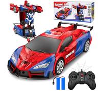 PATEMZON Coche RC Transformers, 2.4 GHz Coche Teledirigido Juguetes Spider con Luz y Sonido, Coche RC Robot con Transformación en un Clic & Rotación de 360°, Regalo para Niños y Niñas de 3+ Años