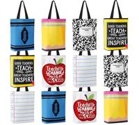 Paterr 12 bolsas de lona para regalo de agradecimiento al profesor para mujeres, bolsa de lona para Acción de Gracias, libro de notas, composición, lápiz de crayón de manzana