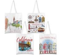 Paterr 4 bolsas de lona para recuerdos y regalos de la ciudad de Nueva York, París, Chicago, Seattle, Los Ángeles, Italia, Varios colores, about 14.96 x 13.39 inches