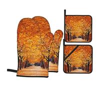 Pathway in The Woods - Juego de 4 manoplas para horno y soportes para ollas (artículos esenciales de cocina, tela duradera resistente al calor), posavasos para ollas para cocinar y hornear
