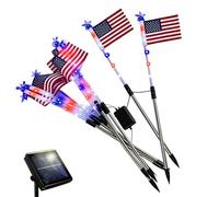 Pathway Lights Solar Powered - Red White Blue Flag Garden Lights Outdoor LED Stake Lighting 8 Modes 68cm Height 500mAh Battery Decorative Yard Lamp | Solar Garden For Patio Lawn Porch Deck Balc