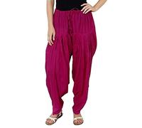 Patiala Salwar - Pantalones tradicionales de algodón para mujer, talla última intervensión, estilo étnico, para uso diario, Rosa oscuro, M
