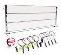 Patiassy Juego de red de tenis de bádminton portátil 3 en 1 de 17 pies, red deportiva de altura ajustable para interiores y exteriores con postes, red portátil para exteriores con bolsa de transporte