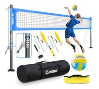 Patiassy Juego de Red de Voleibol Profesional Portátil para Exteriores con Postes de Altura Ajustable, Sistema de Cabrestante, Voleibol con Bomba y Bolsa de Transporte