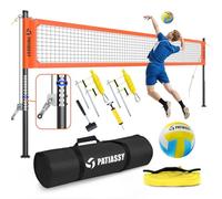 Patiassy - Red de voleibol portátil para patio trasero: juego profesional resistente al aire libre con postes de aluminio ajustables, sistema de cabrestante con estacas de acero, diseño
