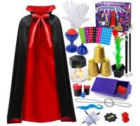 PATIFEED Kit de magia, trucos de magia con disfraz de mago para niños, juego de magia para niños de 6, 7, 8, 9, 10, 11, 12 años