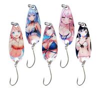 Patifirst Cebos para,Señuelo Chica Playa | 5 Piezas Señuelos Cuchara Accesorio Agua Dulce y Salada Trucha Perca Río Orilla Bote Noche