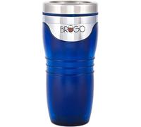 PATIFUN BRUGO Taza de viaje antifugas con cámara de control de temperatura integrada, taza de viaje isotérmica de doble pared, ideal para amantes del té o del café, color retro azul cobalto